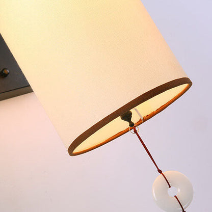 Chinese Cylindrical Lampshade Iron 1-Light Wall Sconce Lamp