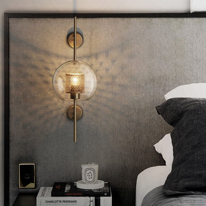 Iron Frame Spherical Glass Shade 1-Light Wall Sconce Lamp