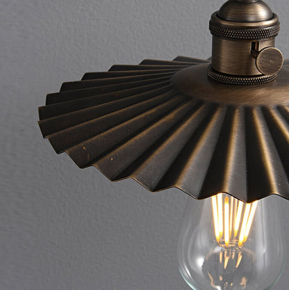 All Copper Round Pleats 1-Light Wall Sconce Lamp