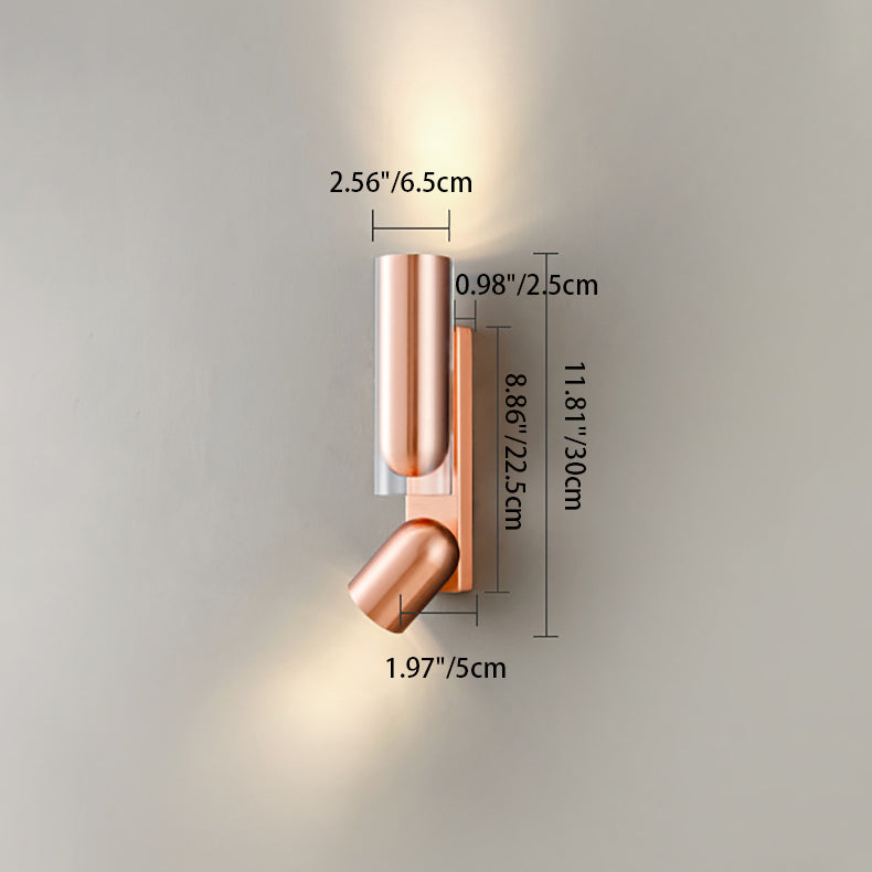 Cylinder Rotatable Iron Glass 2-Light Wall Sconce Lamp
