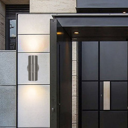 Stainless Steel Cylinder 2-Light Wall Sconce Lamp