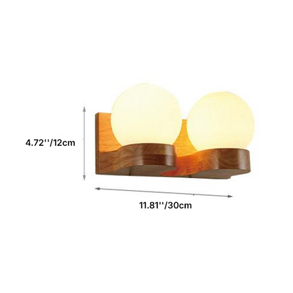 Nordic Rubberwood Glass Ball 1/2-Light Wall Sconce Lamp