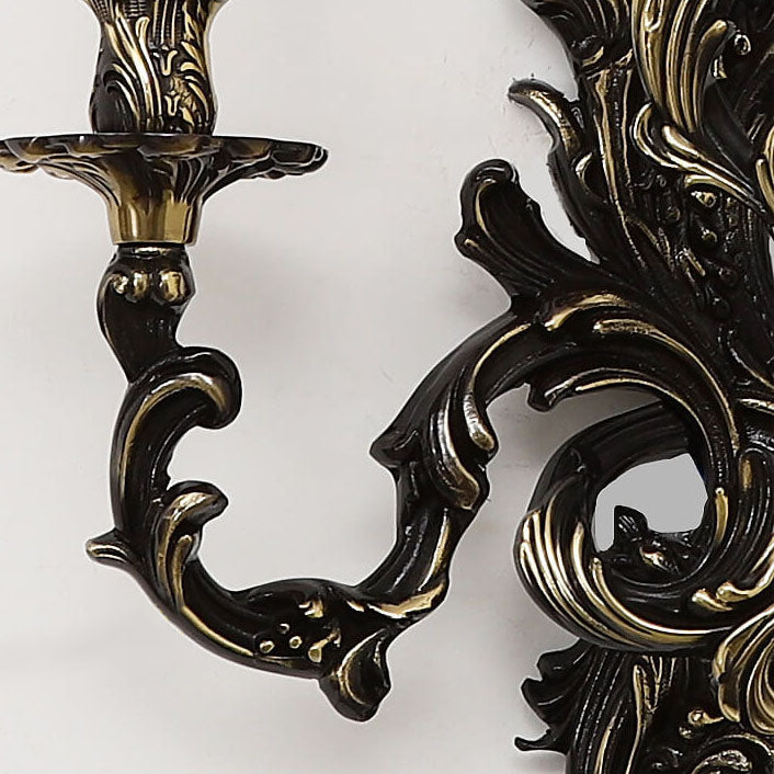 French Black Copper Candlestick 3-Light Wall Sconce Lamp