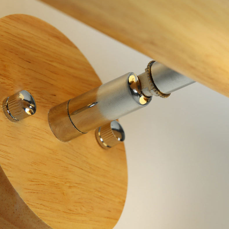 Scandinavian Orb Rubberwood Glass 2-Light Wall Sconce Lamp