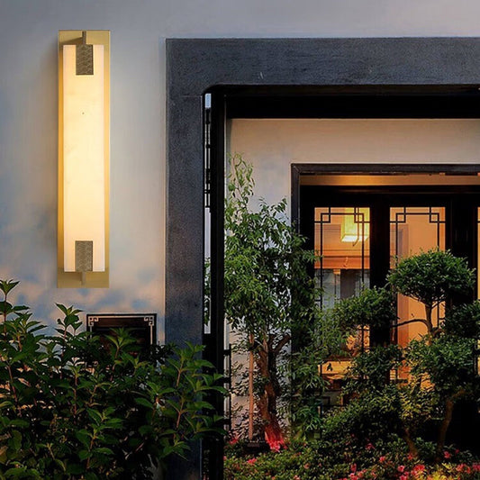 Transitional Copper Marble LED Outdoor Wall Sconce Lamp