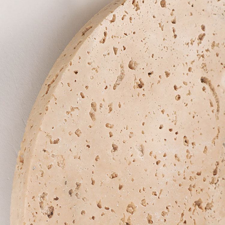 Japanese Round Yellow Travertine LED Wall Sconce Lamp