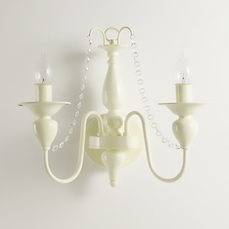 French Iron Crystal Candle 1/2 Light Wall Sconce Lamp