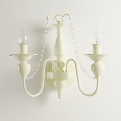 French Iron Crystal Candle 1/2 Light Wall Sconce Lamp