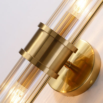 Cylindrical Iron Glass 1/2 Light Wall Sconce Lamp