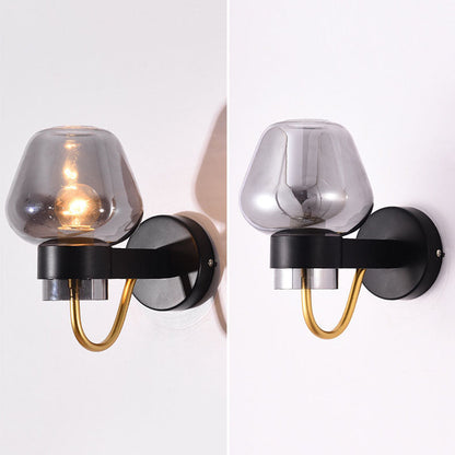 Scandinavian Iron Glass Cup Design 1-Light Wall Sconce Lamp