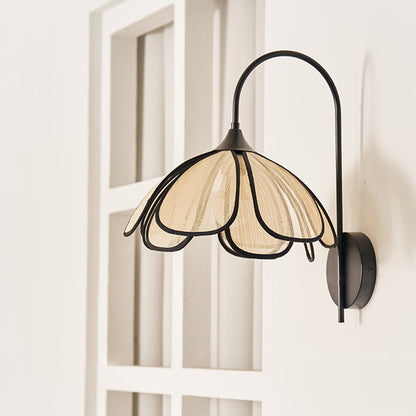 Japanese Shaped Iron Plant Fiber 1-Light Wall Sconce Lamp