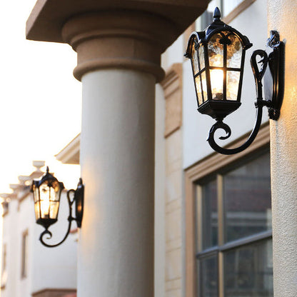 Waterproof Glass Cylinder Ripple 1-Light Wall Sconce Lamp