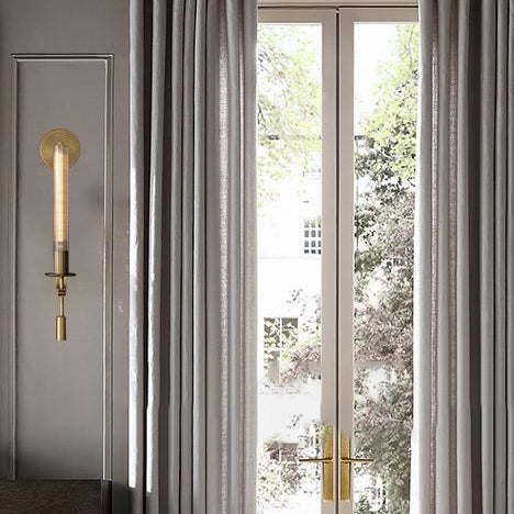 Luxury Iron Glass Cylinder Strip 1-Light Wall Sconce Lamp