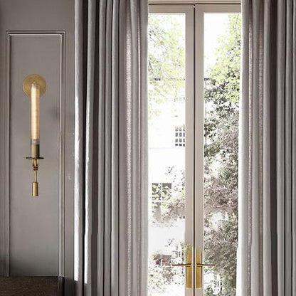 Luxury Iron Glass Cylinder Strip 1-Light Wall Sconce Lamp