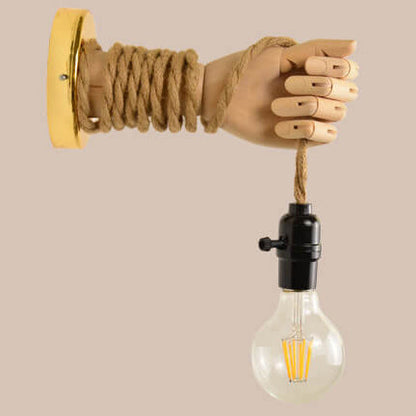 Hand Lamp Arm Hemp Rope Twine 1-Light Wall Sconce Lamp
