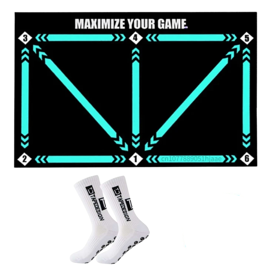 Soccer Dribbling Training Mat with Grip Socks