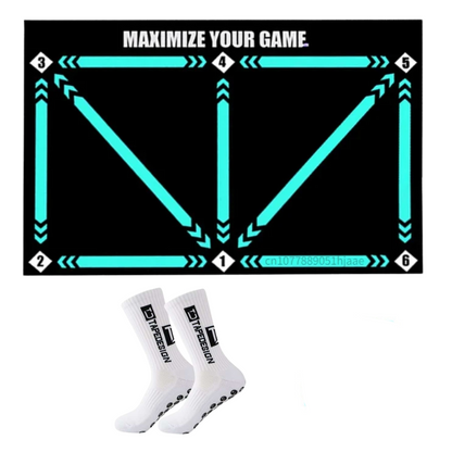 Soccer Dribbling Training Mat with Grip Socks