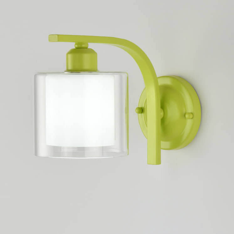 Deco Cylinder Cup Glass Metal 1-Light Wall Sconce Lamp