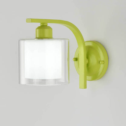 Deco Cylinder Cup Glass Metal 1-Light Wall Sconce Lamp