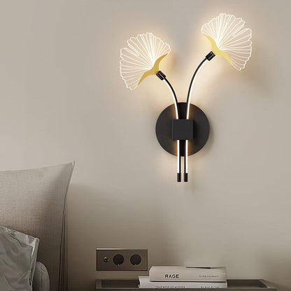 Iron Ginkgo Leaf Acrylic Lampshade LED Wall Sconce Lamp