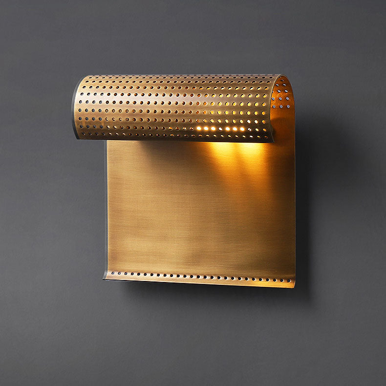 Rolled Edge Rectangle All Copper 1-Light Wall Sconce Lamp