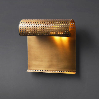 Rolled Edge Rectangle All Copper 1-Light Wall Sconce Lamp