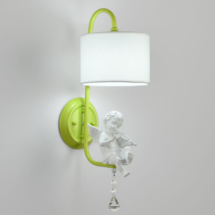 French Iron Crystal Resin Fabric 1-Light Wall Sconce Lamp