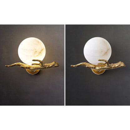 Luxury Brass Lucite Tree Branch 1-Light Wall Sconce Lamp