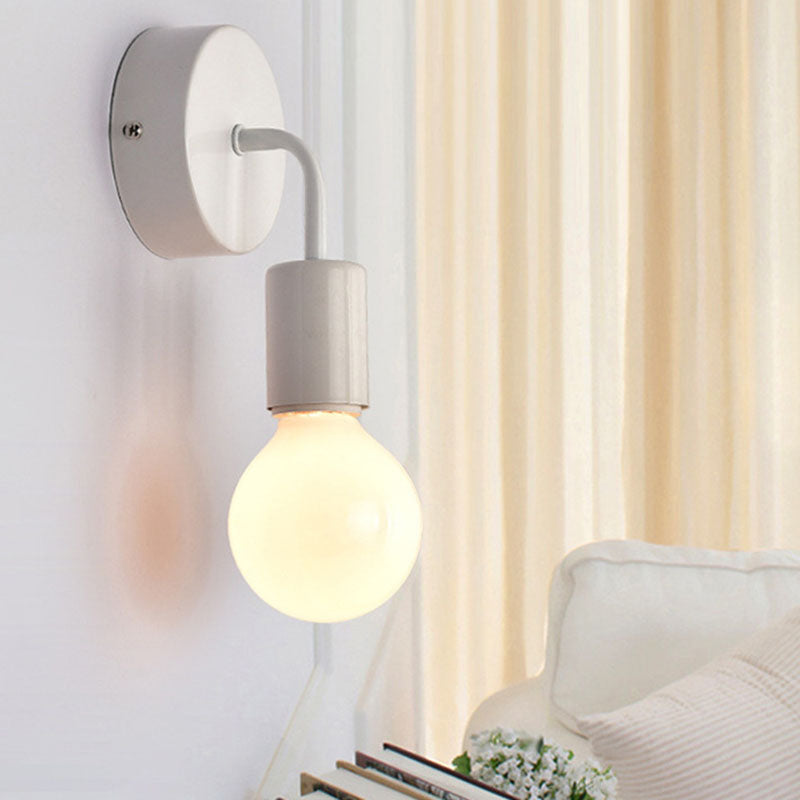 Modern Simplicity Bent Wood Iron 1-Light Wall Sconce Lamp