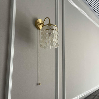 Round Shell Crystal Iron Frame 1-Light Wall Sconce Lamp