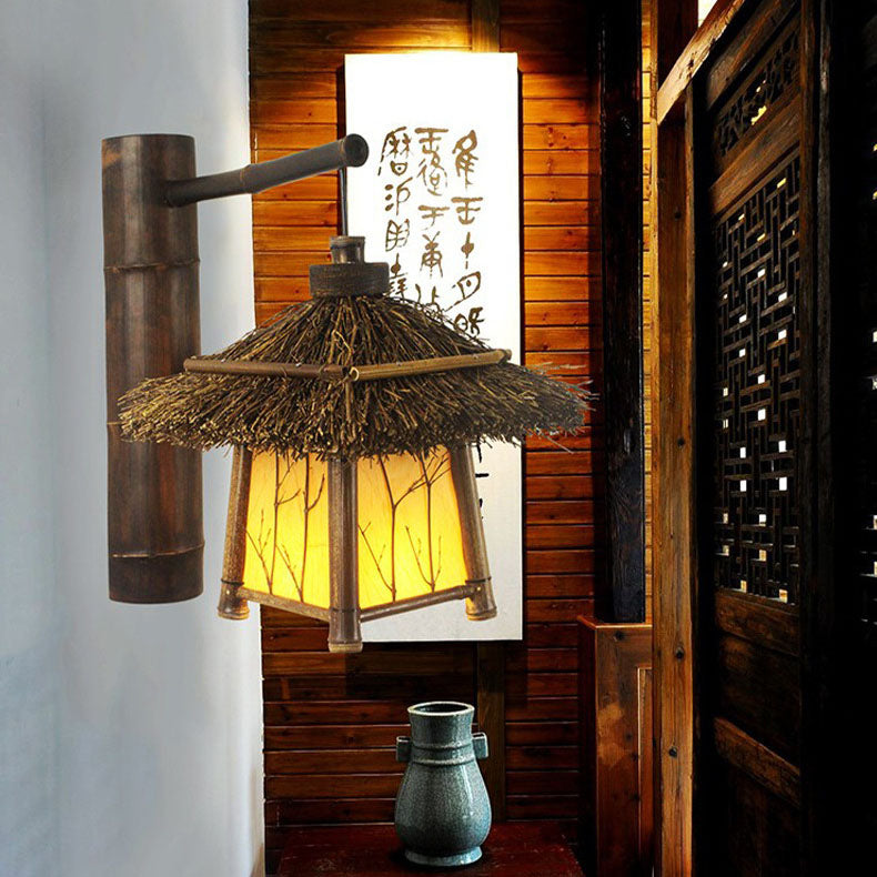Traditional Rustic Cottage Bamboo 1-Light Wall Sconce Lamp