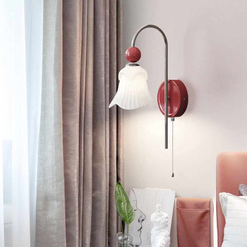 French Round Ball Iron Glass 1-Light Wall Sconce Lamp