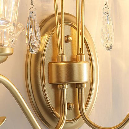 Traditional French Crystal Branch 2-Light Wall Sconce Lamp