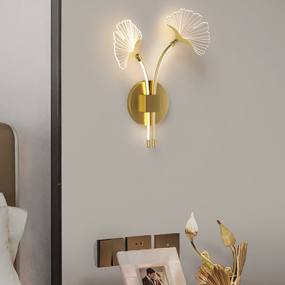 Ginkgo Leaf Iron Aluminium Acrylic LED Wall Sconce Lamp