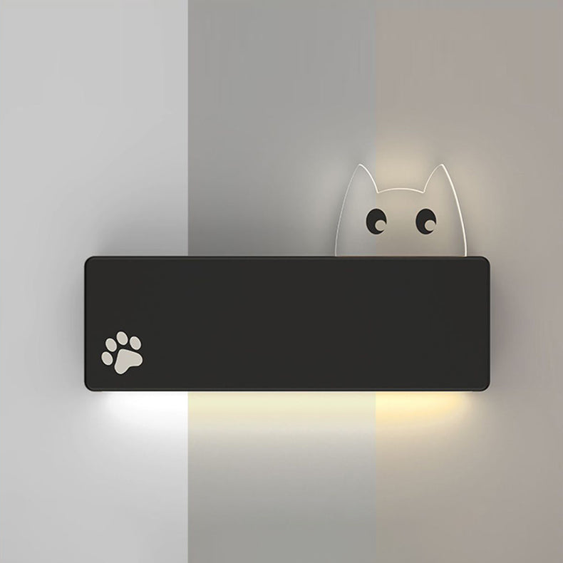 Simplicity Animal Cat Rectangular Iron LED Wall Sconce Lamp