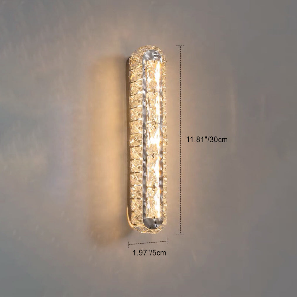 Stainless Crystal Elliptical Strip LED Wall Sconce Lamp