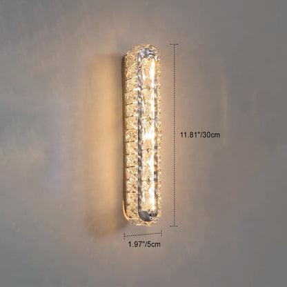 Stainless Crystal Elliptical Strip LED Wall Sconce Lamp