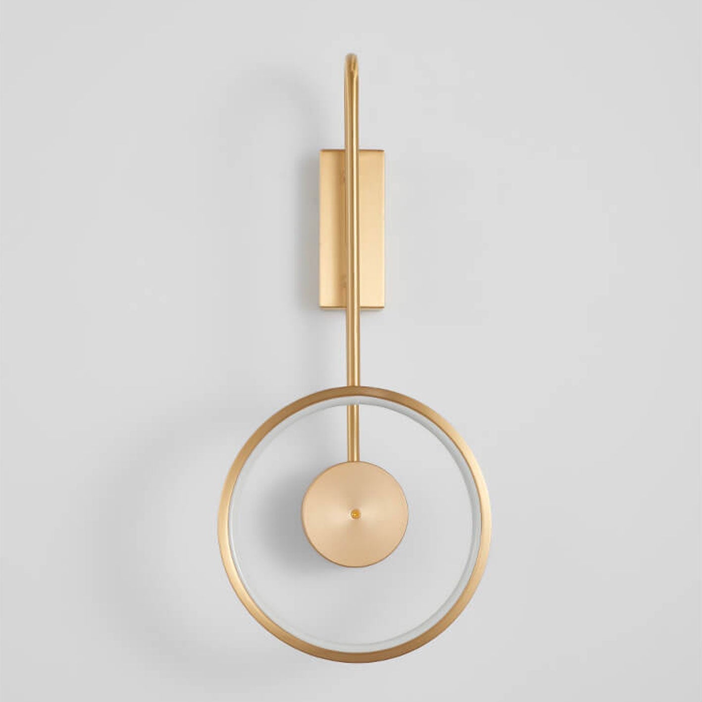 Light Full Copper Circle Curved Arm LED Wall Sconce Lamp