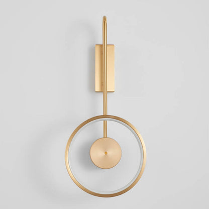 Light Full Copper Circle Curved Arm LED Wall Sconce Lamp