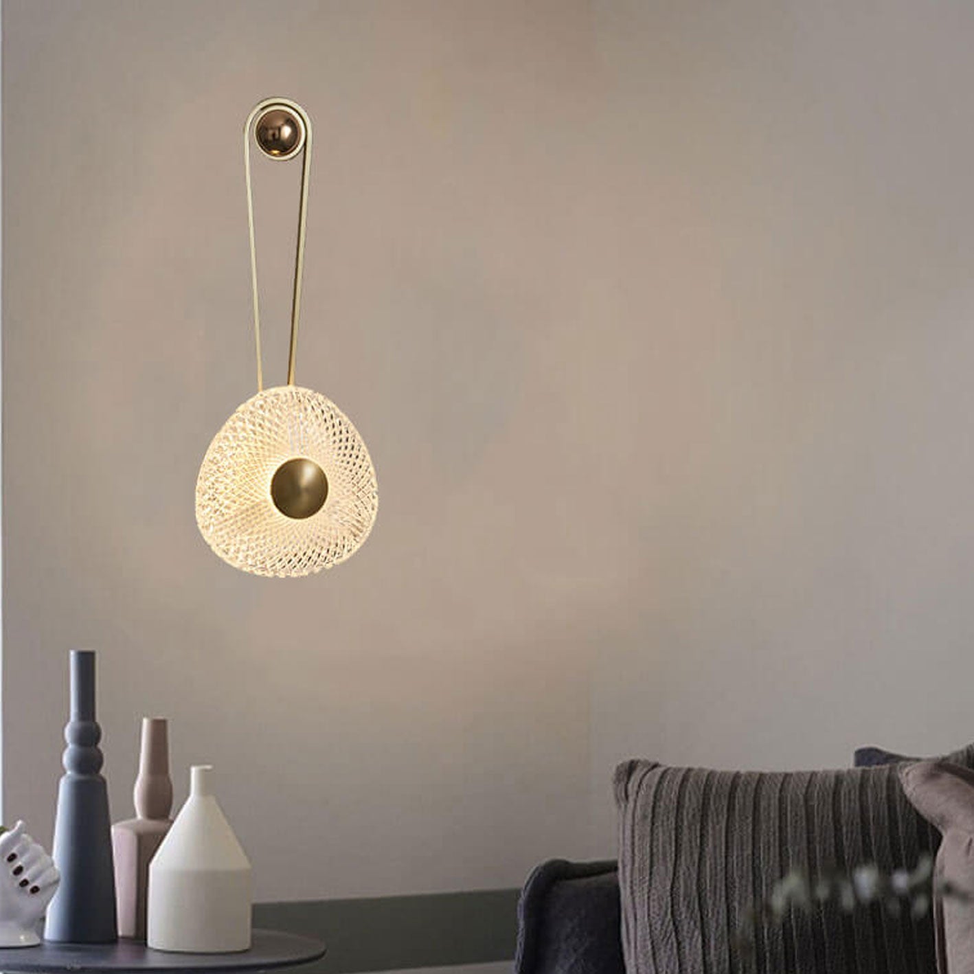 Light Wrought Iron Aluminum Round LED Wall Sconce Lamp