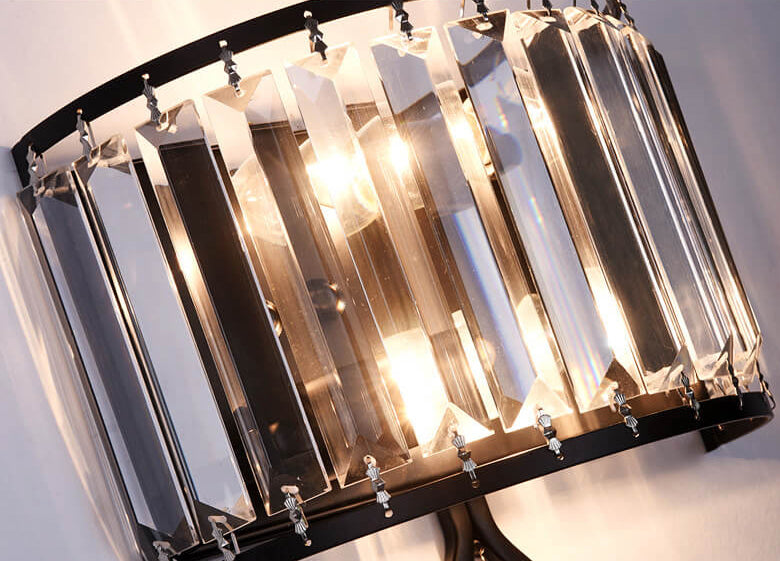 Crystal Half Column Oval Ring 2-Light Wall Sconce Lamp