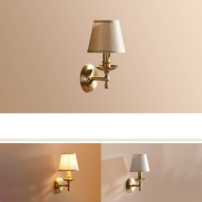 Trapezoidal Copper Fabric 1-Light Wall Sconce Lamp