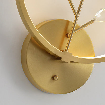 Brass Crystal Tree Branch Circle LED Wall Sconce Lamp