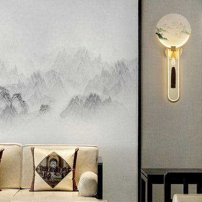 Traditional Chinese All-Copper Glass LED Wall Sconce Lamp