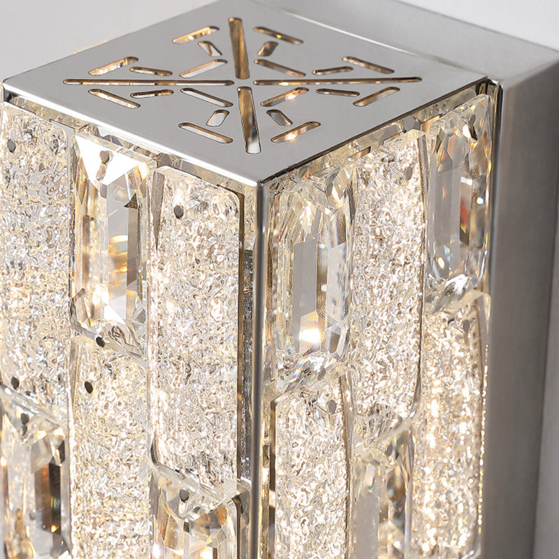 Rectangle Stainless Steel Crystal LED Wall Sconce Lamp