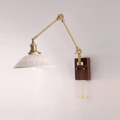 Japanese Ceramic Glass Round Shade 1-Light Wall Sconce Lamp