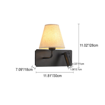 Square Iron Aluminum Fabric 1-Light LED Wall Sconce Lamp