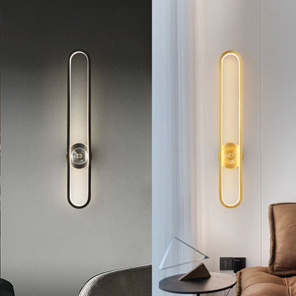 Light Luxury Full Brass Long Ring LED Wall Sconce Lamp