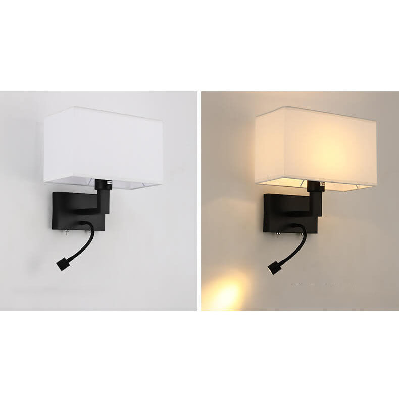 Solid Rectangular Iron Fabric 2-Light Wall Sconce Lamp