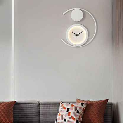 Round Clock Heart Iron Acrylic LED Wall Sconce Lamp